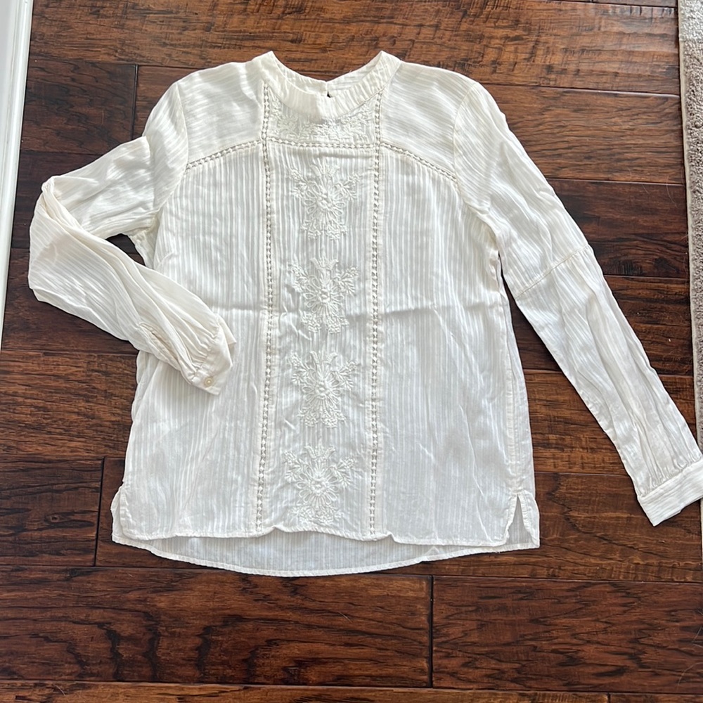 Loft mock neck ivory shirt